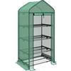 Outsunny Serra per Orto 69x49x158 cm Struttura in Metallo e Copertura in PE Anti-Raggi UV con Porta Avoolgibile e 4 Ripiani, Verde Scuro|Aosom