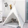 LUVODI Tenda da Gioco Bambini: Tenda per Bambini Pieghevole Grande Teepee Tenda per Bambini 120x120x130 cm, Bianco con finestra da interno esterno Play House