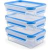 Emsa N10312 - Set di contenitori salvafreschezza, 3 x 0,55 l, Colore: Trasparente/Blu