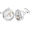 Honey Bear Gemelli Movimento Dell'orologio Steampunk Per Uomo Camicia, Ottagono acciaio per regalo di nozze affari con scatola (Argento)