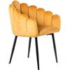 DRW Set di 2 poltrone in velluto e metallo in senape e nero 60x62x82 cm