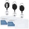 Awumbuk Porta Badge Retrattile, 3 Pcs Trasparenti ID Portabadge Rigido Portachiavi Allungabile per Carte di Lavoro e di Trasporto Carte di Studenti Porta Badge Infermiere
