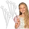 Boland 44090 - Set di 8 bacchette magiche argentate Stella, 17 cm, con stella, per principessa, fata, elfo, bambini, compleanno, carnevale, feste a tema