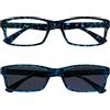OPULIZE The Reading Glasses Company Blu Tartaruga Lettori Con Uv400 Lettore Sole Valore Pacco Doppio Uomo Donna Rs92-3 +1,50-70 Gr