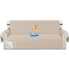 CHELZEN Impermeabile Divano Copertura 4 Posti Copridivano Mobili Protector per Soggiorno Bambini Cani Animali domestici (Beige, 4 Posti)
