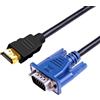 fxwtich Cavo da HDMI a VGA, portatile, buone prestazioni, ampia compatibilità, compatibile con HDMI maschio a VGA maschio, compatibile con PC, colore: blu
