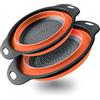 YC Kitchen Set di 2 colino pieghevole in silicone, scolapasta con manico, salvaspazio, per esterni, campeggio, cucina, 2 misure blu, 30 cm e 25 cm