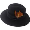 HEYANN Fedora Cappello da uomo e donna in feltro di lana cappello da uomo con tesa larga Fedora Cappello Derby Cap Jazz Gentleman Cappello Trilby Caps Panama Cappello Jazz Cappelli, Nero , L