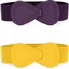Allegra K Cintura elastica in vita da donna, taglie forti, a forma di 8, in finta pelle, Giallo e viola, 68.6cm/27