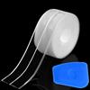 Aurorali Nastro sigillante, impermeabile, striscia sigillante per bagno, trasparente e adesivo, con raschietto per rimozione in silicone blu, nastro sigillante per bagno, vasche, WC, cucina (320 x 3,8 cm)