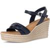 MARCO TOZZI Sandali Donna con Tacco a Zeppa con Cinturino Regolabile in Pelle, Blu (Navy), 41 EU