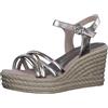 MARCO TOZZI Sandali Donna con Tacco a Zeppa con Cinturino Regolabile Comodi, Multicolore (Rose Met Comb), 39 EU