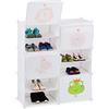 Relaxdays Scarpiera per Scarpe da Bambini, 12 Scomparti per 24 Paia Motivi di Animali Scaffale HLP 95x84x31,5 cm, Bianco