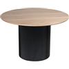 DRW Tavolo da Pranzo Rotondo in Legno MDF e Carta in Rovere e Nero 120 x 120 x 76 cm, DM, Medidas: 120x120x76 cm
