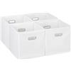 Relaxdays Set di 4 Scatola Portaoggetti, Set 4 Box Cubo da Scaffale HLP 30 x 30 x 30 cm, Portagiochi Pieghevole in Stoffa, Bianco, Poliestere