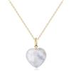 COAI Collana Argento 925 Donna Placcata Oro 14K con Ciondolo Pietra di Luna a Forma di Cuore, Collana Donna Pietra di Luna Adularia Catenina Argento