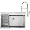 CECIPA 70 x 45 CM Lavello Cucina 1 Vasca Acciaio Inox con Rubinetto Cucina Molla, Grande Lavandino Cucina multifunzione con Gocciolatoio