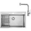CECIPA 70 x 45 CM Lavello Cucina 1 Vasca Acciaio Inox con Rubinetto Cucina Doccetta Estraibile, Grande Lavandino Cucina multifunzione con Gocciolatoio