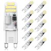 Eco.Luma Lampadine Led G9 Bianco Freddo 6000K 2W Equivalente 10W 15W 20W Lampada Alogena,AC220-240V, Senza Sfarfallio, Non Dimmerabile,Angolo Fascio 360°, LED in Silicone G9,Confezione Da 10, Eco. Luma