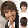 AIYLMZ Parrucche Sintetiche Marroni Corte con Frangia - Toupee per Uomo - Parrucche Arricciate a Strati Soffici ed Eleganti Naturali - Marrone B