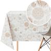 KP HOME PVC Tovaglia Plastificata Rettangolare 300x140 cm - Motivi in Pizzo Beige Floreali - Tela Cerata Tavolo fino a 10 Posti la Cucina - Tovaglia in Plastica - Impermeabili Vinile