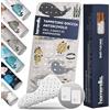 homerella® Tappetino antiscivolo vasca da bagno bambini 100 x 40 cm | Tappeto antiscivolo doccia bambini | Extra confortevole e antibatterico | INCL. GANCI (Silver)