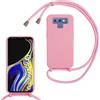 MBSLFY Cover Cordino per Samsung Galaxy Note9 Custodia con tracolla,Regolabile Cellulare Girocollo Case con Collana TPU Corda Silicone,Rosa