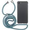 MyGadget Cover con Cordino per Apple iPhone SE 2022 | 2020 | 7 | 8 - Custodia con Corda - Case Trasparente Antiurto con Laccio | Tracolla Practical Blu Camouflage