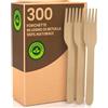 Baciato Caffè 300 Forchette Ecologiche in Legno di Betulla Monouso 100% Naturali Biodegradabili e Compostabili Posate Usa e Getta