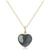 COAI Collana da Donna Catenina Argento 925 Placcato Oro 14K con Ciondolo Cuore in Pietre Naturali, Collana Pietre Dure Donna - Acquamarina, Ametista, Apatite, Labradorite, Pietra di Luna e Agata Verde