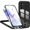 TVVTPU Cover per Samsung Galaxy A55 5G, 360 Gradi Antiurto Custodia con Protezione dello Schermo Integrata, Trasparente Rugged TPU Bumper Doppia Protettiva Case, Nero