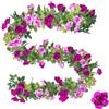 MytaYt 2 ghirlande di rose artificiali, 2,4 m, ghirlanda di rose artificiali, fiori di seta, rosa, da appendere, con vite, fiori artificiali, per matrimoni, giardini, altalene, decorazione rosa, viola