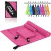 Pameil Asciugamano Microfibra Set di 3 (Asciugamano da Bagno Grande 160x80cm +2 Pezzi Asciugamano Piccolo 80x40cm) Telo Microfibra per Backpacker, Asciugamani Palestra ad Asciugatura Rapida (Rosa)