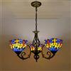 MG REAL Lampadario Stile Tiffany [3 luci] Vetro Colorato Lampada Sospension [ Altezza Regolabile] Vintage Antique E27 Plafoniere da Soffitto per Soggiorno Camera da Letto Sala da Pranzo Cucina,E