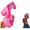 Bluelucon Sandali da donna con zeppa e tacco, sandali da donna, estivi, comodi, con plateau, in argento, per il tempo libero, con cinturino e tacco a blocco, eleganti, Colore: rosa., 39 EU
