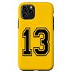 Numbers and Letters Custodia per iPhone 11 Pro #13 Numerato College Sports Team Nero anteriore e posteriore