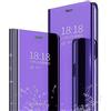 LINER Cover per Samsung Galaxy S21 5G, Specchio Case Clear View Standing Mirror Flip Custodia Full Body Protettiva Bumper Folio Copertura per Samsung Galaxy S21 5G - Viola Blu