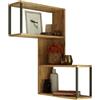 LBSIGN Mensola Angolare A Parete Industrial In Ferro E Legno 53x20x85H Voyage