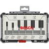 Bosch Accessories Set Frese da 6 pz. Bit Dritti (per Legno, Accessorio Fresatrici Verticali con Codolo di mm)