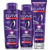 L'Oréal Paris Routine Completa Anti-giallo Elvive Purple, Kit con 2 Shampoo e 1 Balsamo, Azione Anti-giallo Per Capelli Biondi, Grigi, Decolorati o Con Schiariture, Con Pigmenti Viola e Filtro UV