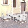 Vidaxl Set Divani da Giardino 5 pz Bianco in Legno Massello di Pino