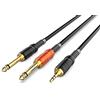 Audibax Pro Cavo 2 Jack Mono a Minijack Stereo - Connettori Placcati Oro 24k - Rivestimento in PVC - Isolamento Massimo - Lunghezza 1,5 Metri - Colore Nero