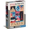 Clementoni- Style in The City Paris-1000 Pezzi, Puzzle Città, Illustrazioni D'Autore, Verticale, Divertimento per Adulti, Made in Italy, Multicolore, 39843