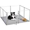 BingoPaw Recinto Box Parto Cani: Grande Recinto Cuccioli interno esterno XL Acrilico Box Trasparente Sala Parto Cane Modulare 8 Pannelli Alto 80cm per Animali Gatti con Cuscinetto Telaio Alluminio