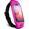 moex Cintura da corsa per Apple iPhone 14 Pro Max, impermeabile, slim running, flessibile, con finestra di visualizzazione, cintura da corsa per jogging, marsupio, sport, rosa