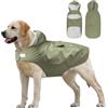 Idepet - Mantella per cani con cappuccio e foro per il collare, impermeabile e riflettente, per cani di piccola, media e grande taglia (S, Verde)