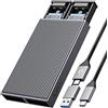 ORICO Case SSD M.2 SATA 6Gbps Adattatore Senza Attrezzi in Alluminio, USB3.2 USB-C per M.2 PCIe NVMe M-Key 2230/2242/2260/2280 SSD, Thunderbolt 3 Compatibile, Supporto per UASP Trim- BM2G2