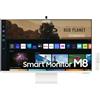 Samsung Smart Monitor M8 (S32BM801), Flat 32'', 3840x2160 (UHD 4K), Piattaforma Smart TV (Amazon Video, Netflix), Airplay, Mirroring, Office 365, Wireless Dex, Casse Integrate, WiFi, USB TypeC, Bianco
