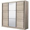 Arredo Stock Armadio guardaroba 3 ante scorrevoli una con specchio, struttura quercia, 242x60x215 cm
