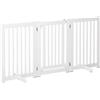 AllMyPets Cancelletto per Cani Pieghevole a 3 Pannelli Porta Centrale con Blocco Struttura in MDF 155x76cm Bianco - 047WTeD06